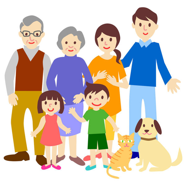 Семья из трех поколений. Векторная иллюстрация
. 