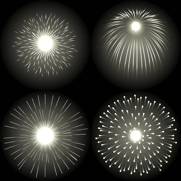 Vuurwerk Set Vectorillustratie — Stockvector