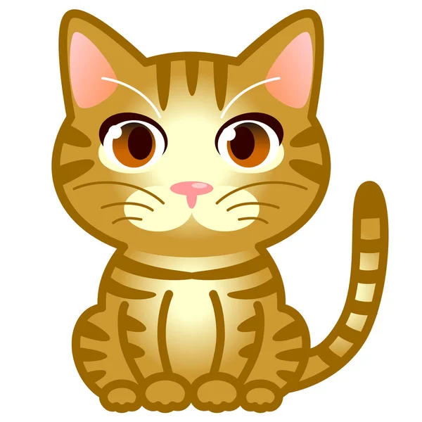 Gato Tabby Rojo Con Ojos Marrones Ilustración Vectorial — Vector de stock