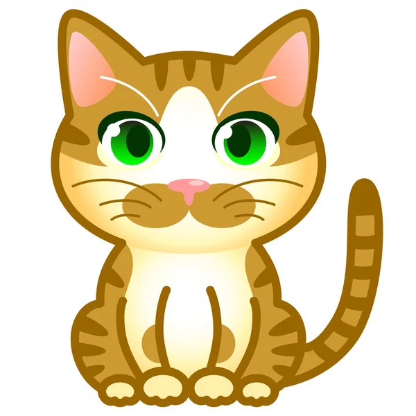 Rojo Tabby Gato Blanco Con Ojos Verdes Ilustración Vectorial — Vector de stock