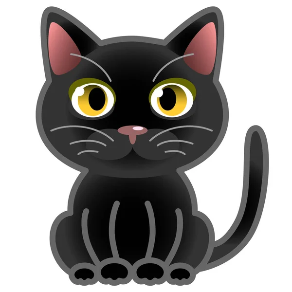 Černá Kočka Žlutýma Očima Vektorová Ilustrace — Stockový vektor