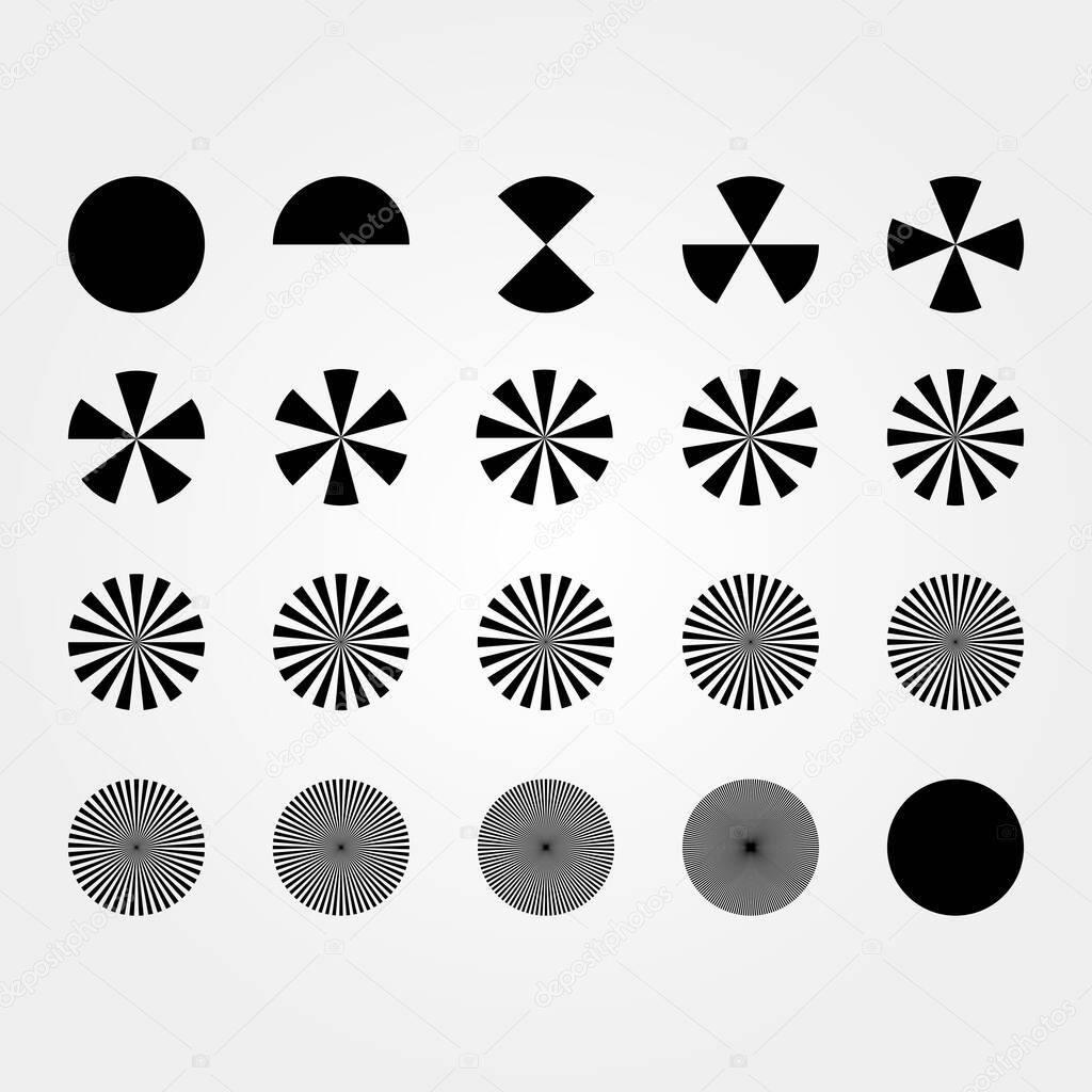 Set of Circle division shapes. vector illustration.