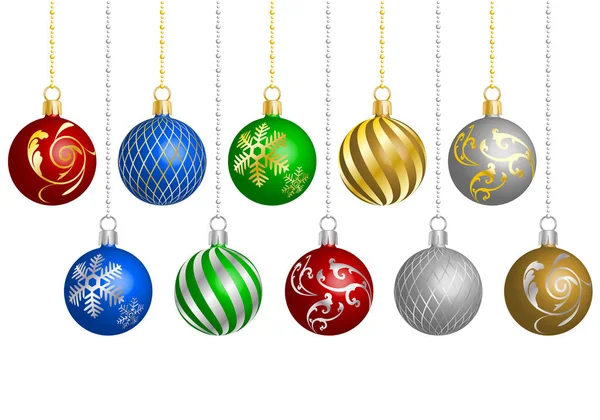 Adorno Navidad Con Diferentes Patrones Surtidos Ilustración Vectorial — Vector de stock