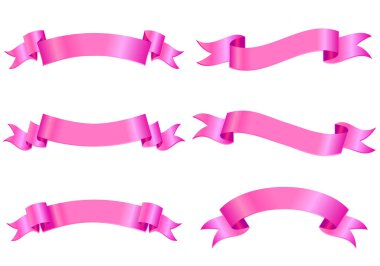 Farklı şekilli kurdeleler, pembe. vektör illüstrasyonu.