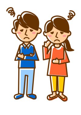 Belanın yüz ifadeleri. Tüm erkek ve kadın vücudu. Vektör illüstrasyonu