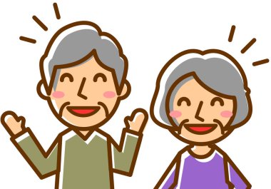 Gülmenin yüz ifadeleri. Yaşlı erkek ve kadının üst vücudu. Vektör illüstrasyonu