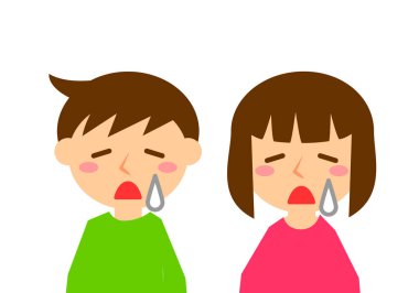 Üzüntünün yüz ifadeleri. Erkek ve kızın üst vücudu. Vektör illüstrasyonu