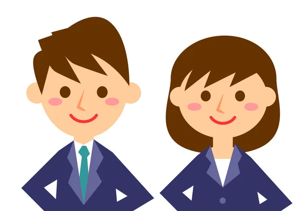 Facial Expressions Smile Upper Body Male Female Office Workers Vector — Stock Vector