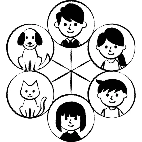Szczęśliwa Rodzina Cyrkiem Rodzice Dzieci Zwierzęta Ilustracja Wektora — Wektor stockowy