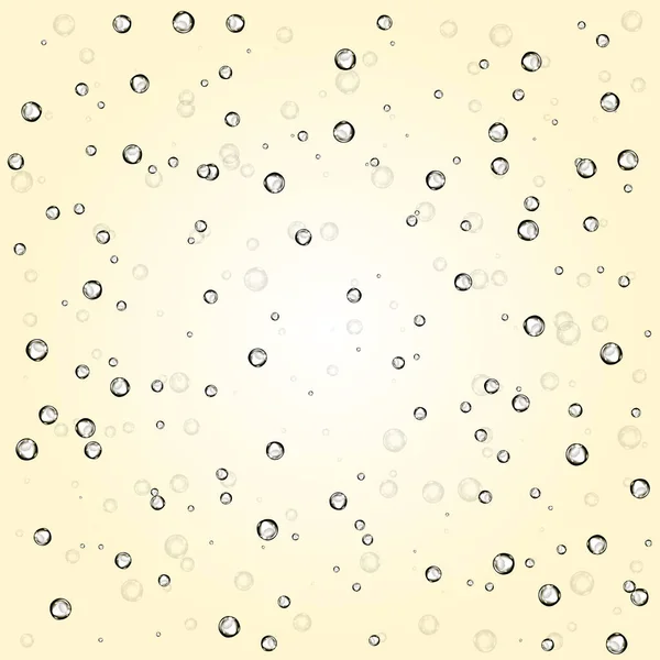 Many Small Air Fizz Bubbles Yellow Background Seamless Pattern Vector — Stock Vector