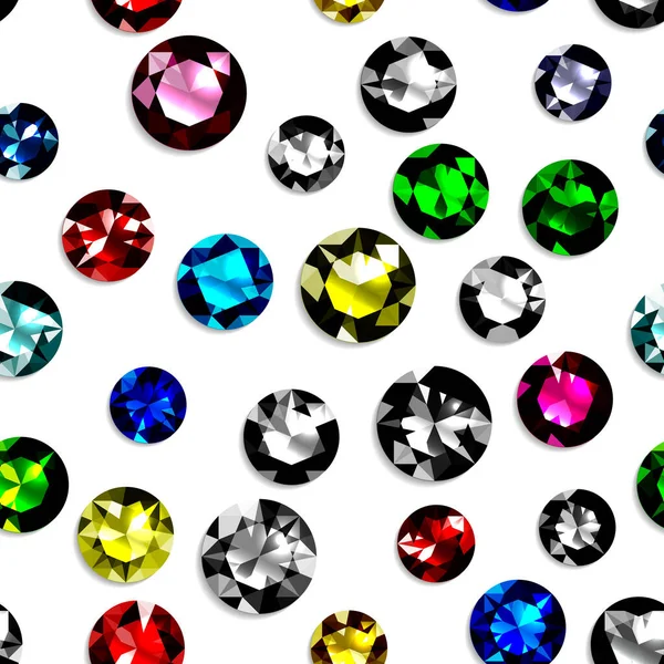 Patrón Sin Costuras Con Piedras Preciosas Colores Joyas Sobre Fondo — Vector de stock