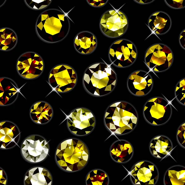 Patrón Sin Costuras Con Piedras Preciosas Amarillas Joyas Sobre Fondo — Vector de stock