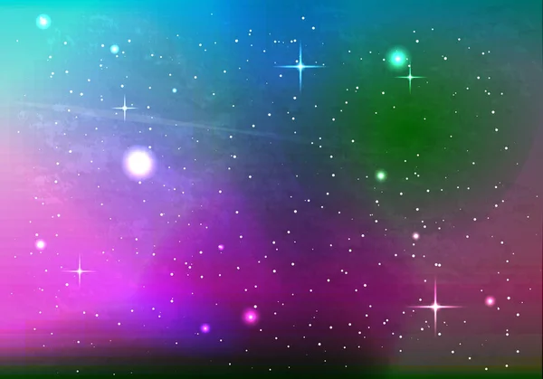 カラフルな空間 銀河星雲や輝く星の背景 ベクターイラスト — ストックベクタ