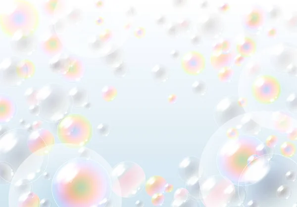 Bulles Savon Flottantes Lumière Brillante Sur Fond Blanc Illustration Vectorielle — Image vectorielle