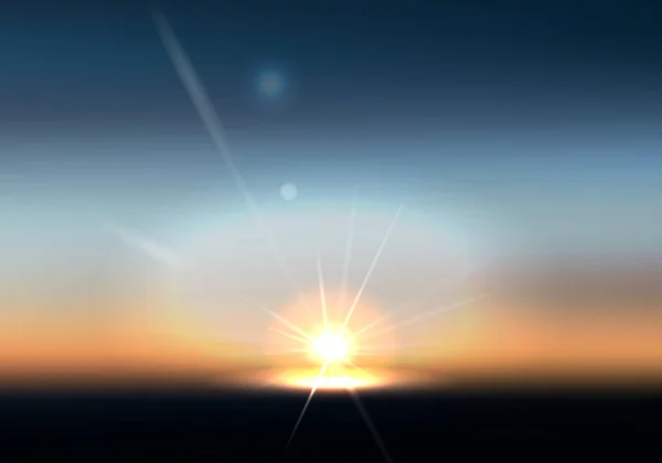 Atardecer Amanecer Cielo Sol Brillante Fondo Borroso Ilustración Vectorial — Vector de stock