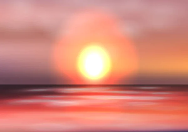 Sonnenuntergang Oder Sonnenaufgang Himmel Und Sonne Scheint Verschwommenen Hintergrund Vektorillustration — Stockvektor