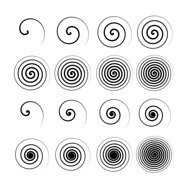 一套螺旋形和涡旋 不同形状的集合 矢量说明 — 图库矢量图片