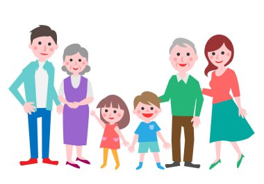 Üç kuşak aile. Vektör illüstrasyonu.