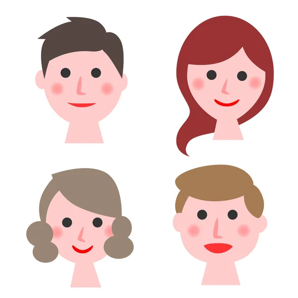 Males Females Cartoon Faces White Background Vector Illustration — Stock Vector