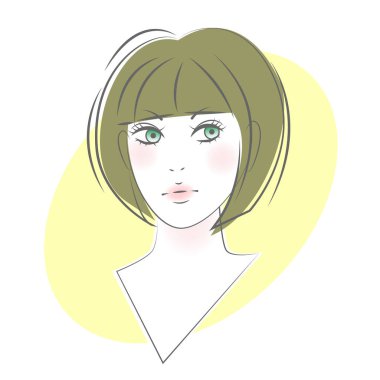 Kısa saçlı kadının ön görüntüsü.