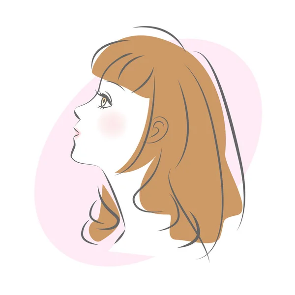 巻き毛の女性の側面図 — ストックベクタ