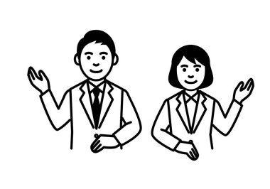 Beyaz arka planda iş adamı ve kadın. Vektör illüstrasyonu