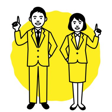 Beyaz arka planda yuvarlak çerçeveli bir iş adamı ve kadın. Vektör illüstrasyonu