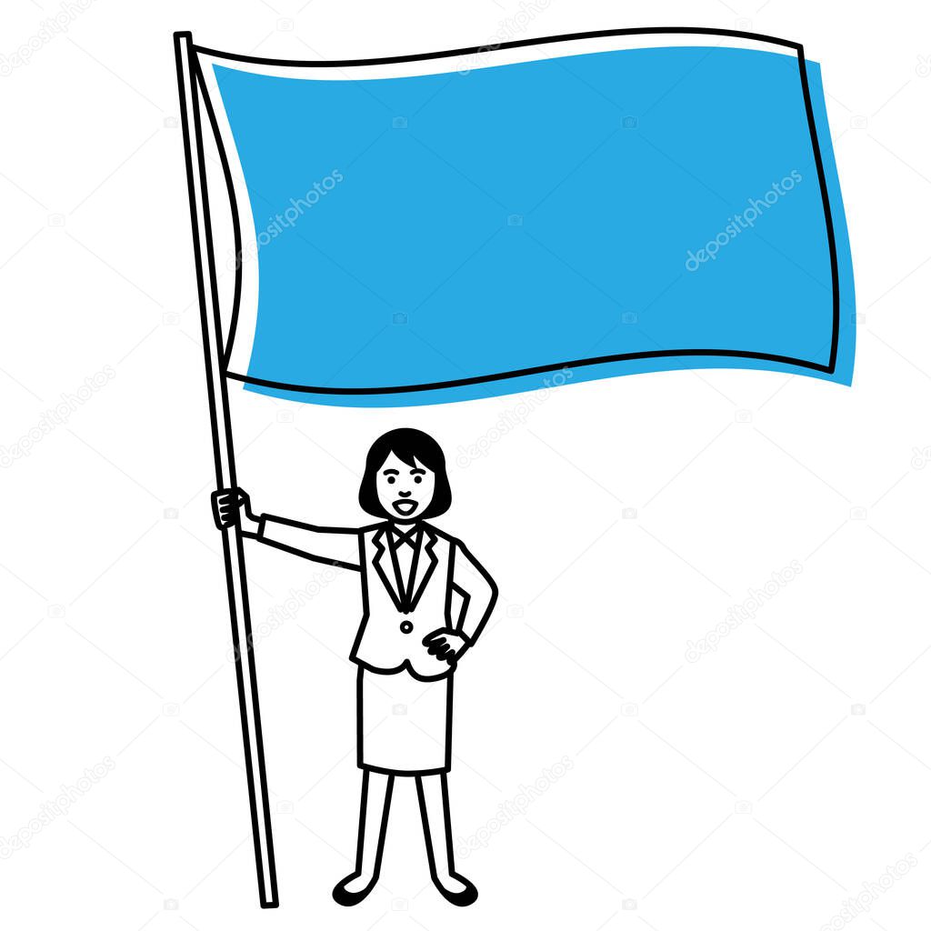 Young woman with flag on white background. Vector illustration