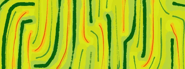 質感の白い紙に手描きの抽象化 緑と黄色の線 — ストック写真