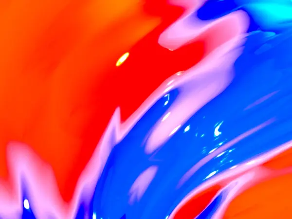 Beau Fond Abstrait Liquide Orange Vif Bleu Éclaboussures Mélanges Peintures — Photo