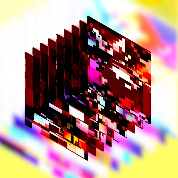 Cyfrowe Piksele Kolorów Postaci Kwadratowych Cienkich Plików Znajdują Się Odległości — Zdjęcie stockowe