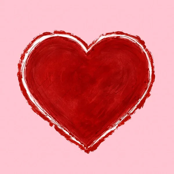 Красное Сердце Ручной Работы Элемент Дизайна Прекрасное Гранж Сердце День — стоковое фото