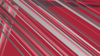 Farklı renkte çizgilerin soyutlanması. Geometri parçaları, çizgiler ve parçalar. Bakış açısı. Nesnelerin çarpışması. 3B illüstrasyon, 3B canlandırma.