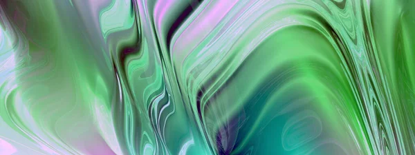 Hermoso Fondo Abstracto Líquido Verde Con Muchos Reflejos Refracciones Luz — Foto de Stock