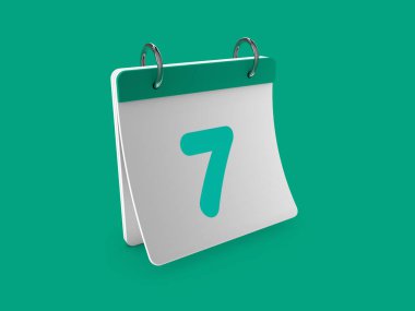 7. günde 3D takvim çok şık. 3B illüstrasyon, 3B canlandırma.