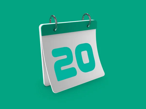 Stylish Calendar Day Twentieth Illustration Rendering — Stock Photo, Image
