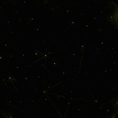 Yıldızları ve uzun ışınları olan karanlık dijital uzay. 3B illüstrasyon, 3B canlandırma.