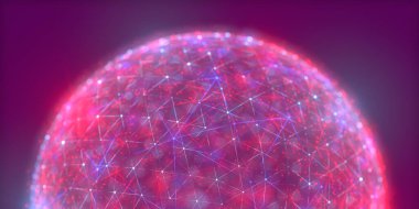 Güzel dijital küre 5g internet bağlantısı. Işık ışınları. Siber uzay. Veri koruması. 3B illüstrasyon, 3B canlandırma.