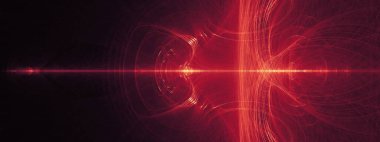 Optik aberasyonlar, lazer ışını, ışık halkaları, ışık kırılması, parlaklık. 3B illüstrasyon, 3B canlandırma.