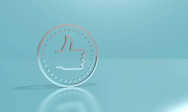 Иконка Контура Большой Палец Вверх Монета Иллюстрация Рендеринг — стоковое фото