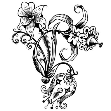 Çiçek çizimi. Oymalı doğa elementleri