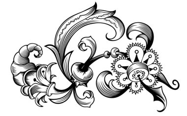 Çiçek çizimi. Oymalı doğa elementleri