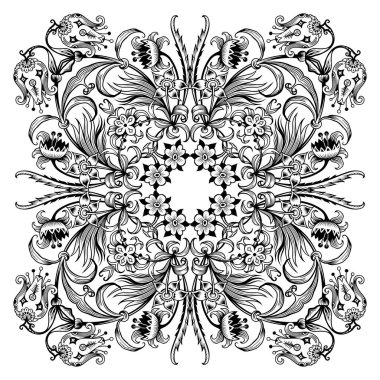 Vektör çiçekli etnik süsleme.