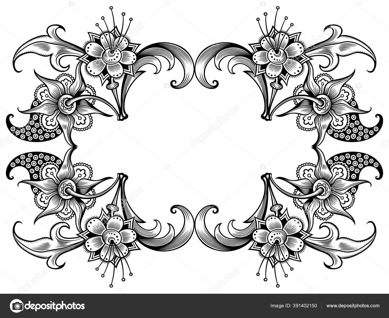 Floral vector vintage border. Frame design. Stock Illustration by