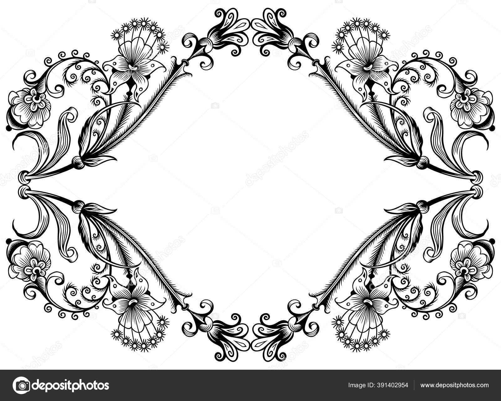 Floral vector vintage border. Frame design. Stock Illustration by