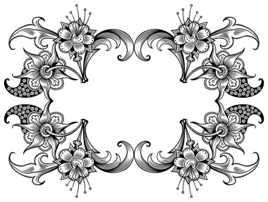 Çiçek vektör vintage sınırı. Çerçeve tasarımı.