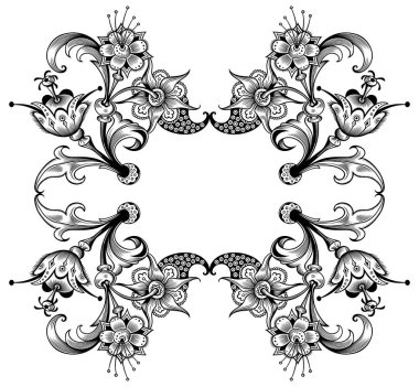 Çiçek vektör vintage sınırı. Çerçeve tasarımı.