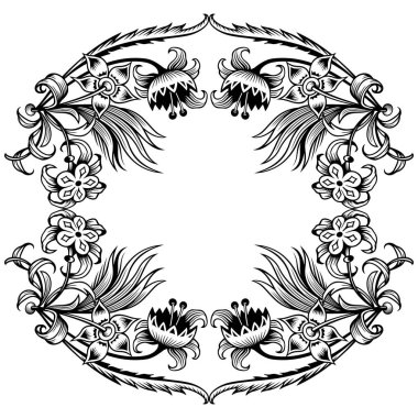 Çiçekli el yapımı klasik sınır. Çerçeve tasarımı.