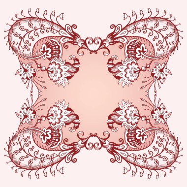 Çiçekli el çizimi vektör vintage kenarı