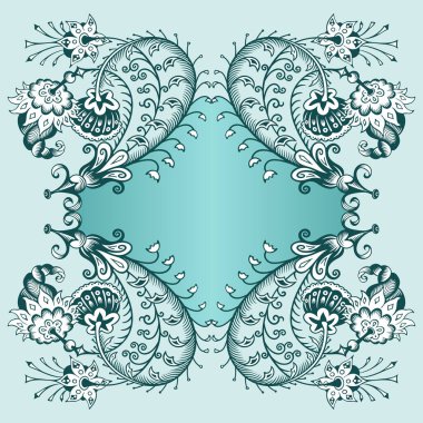 Çiçekli el çizimi vektör vintage kenarı